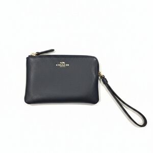 Coach Corner Zip Wristlet With Wrist Strap In Midnight Blue